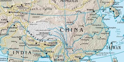 চীন মানচিত্র পর্বত