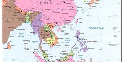 চীন এর মানচিত্র পূর্ব রুট