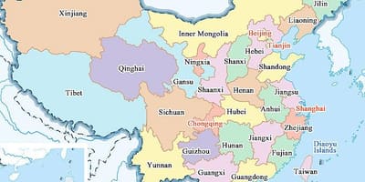 চীন মানচিত্র শহর এবং প্রদেশে